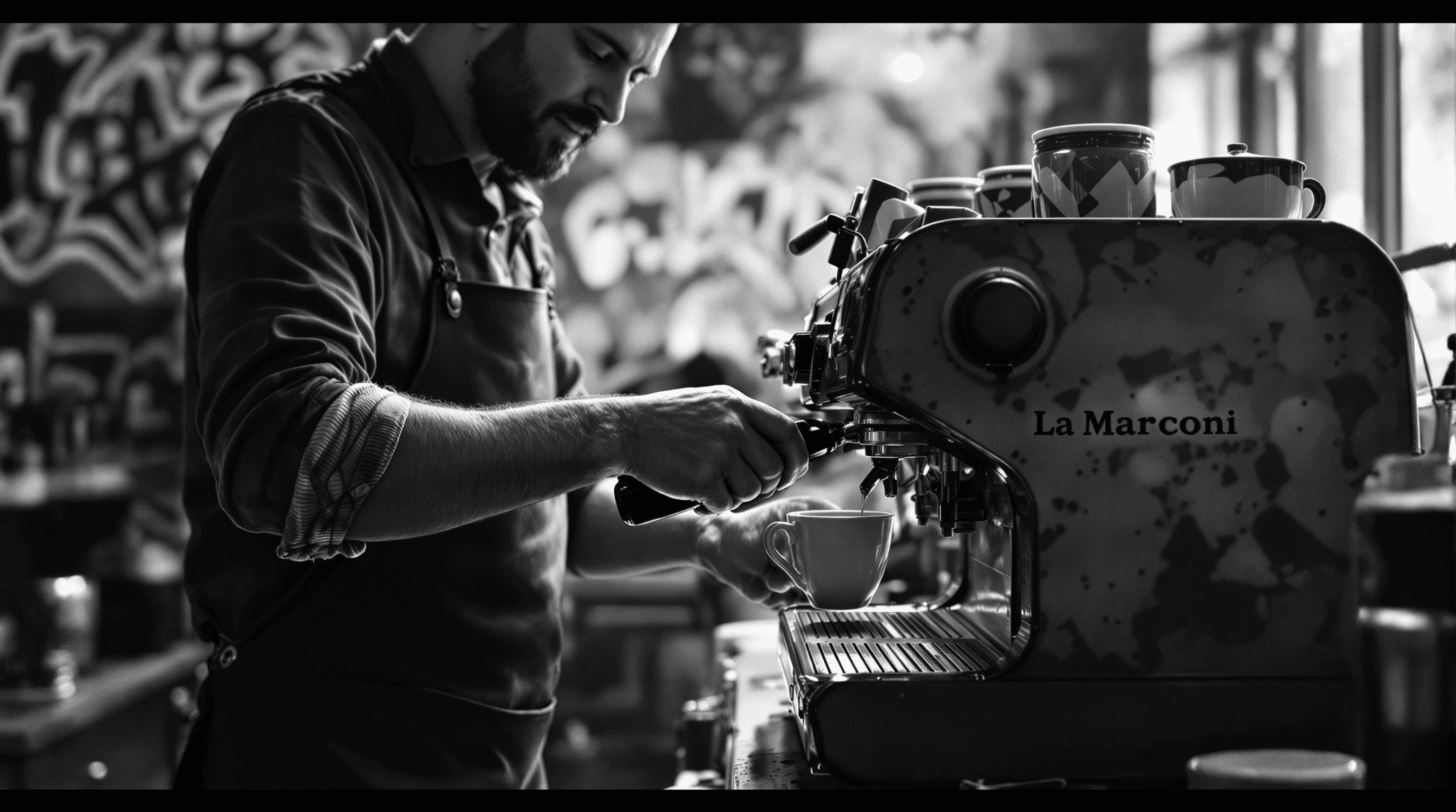 Barista pulling an espresso shot
